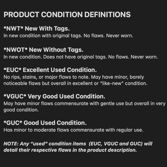 PRODUCT CONDITION DEFINITIONS - Picture 1 of 1